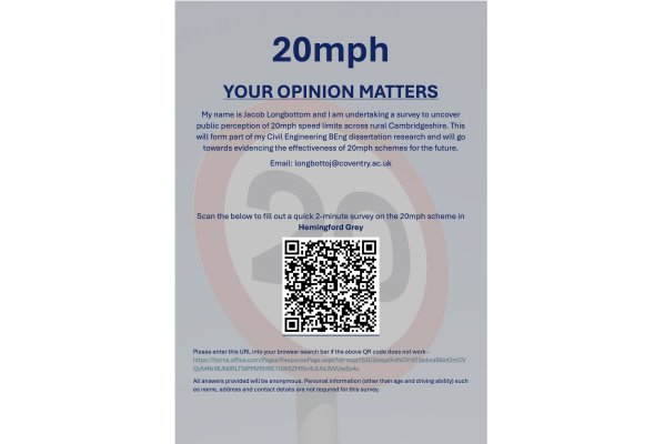 20mph Survey for Hemingford Grey